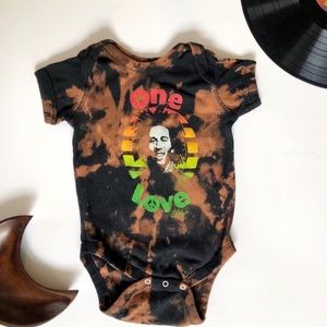 Bob Marley Tie-dye Cotton Graphic Onesie Bodysuit